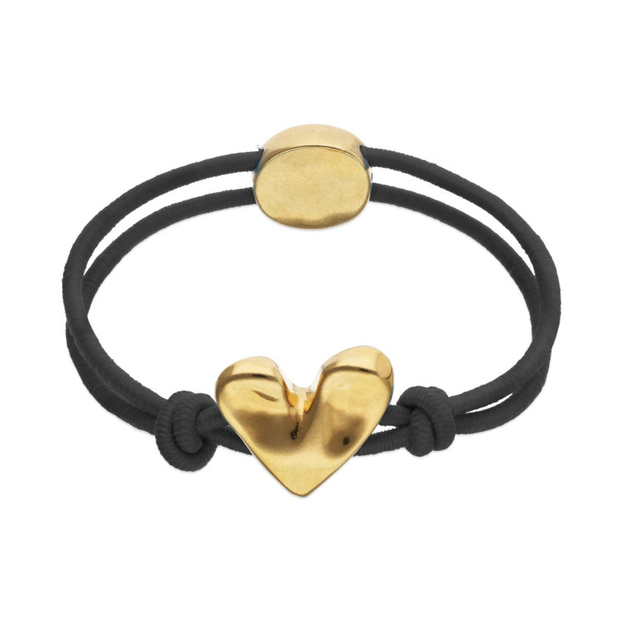 Black Elastic Thread 18K Gold Plated Heart Bracelet PUL2641NGRORO
