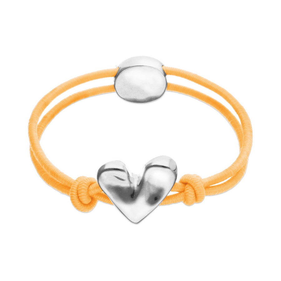 Orange Elastic Thread Sterling Silver Plated Heart Bracelet PUL2641NRJMTL