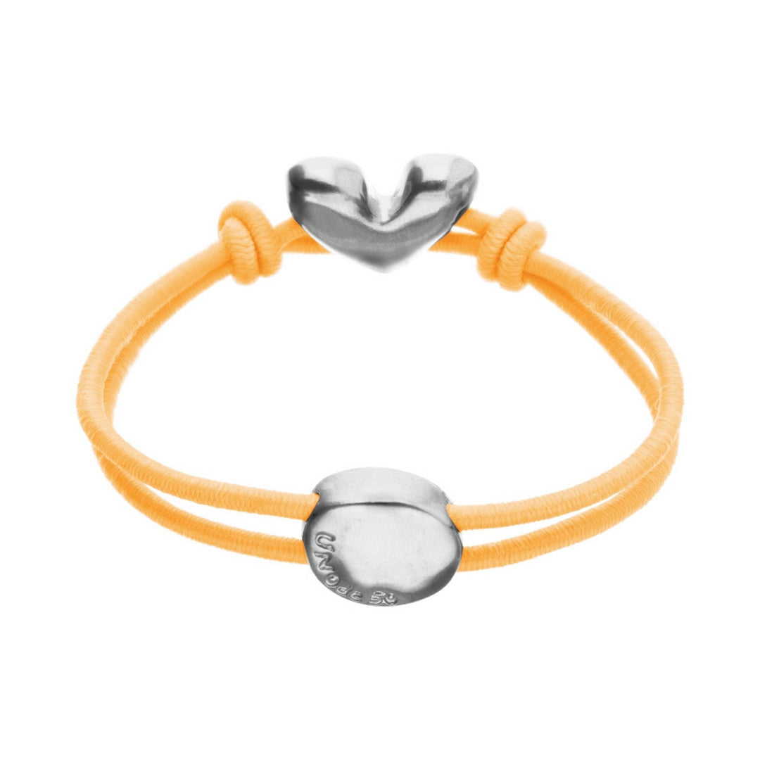 Orange Elastic Thread Sterling Silver Plated Heart Bracelets PUL2641NRJMTL