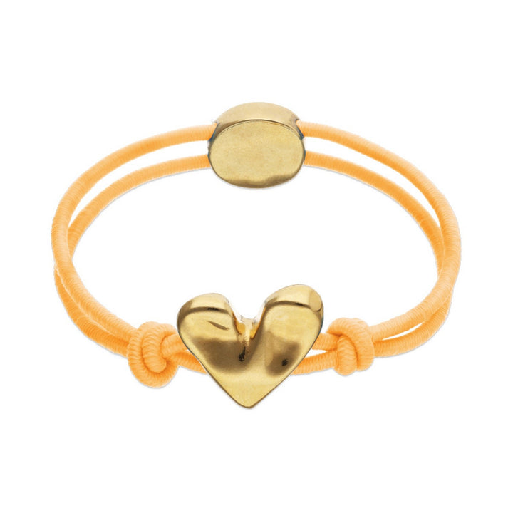 Orange Elastic Thread 18K Gold Plated Heart Bracelets PUL2641NRJORO