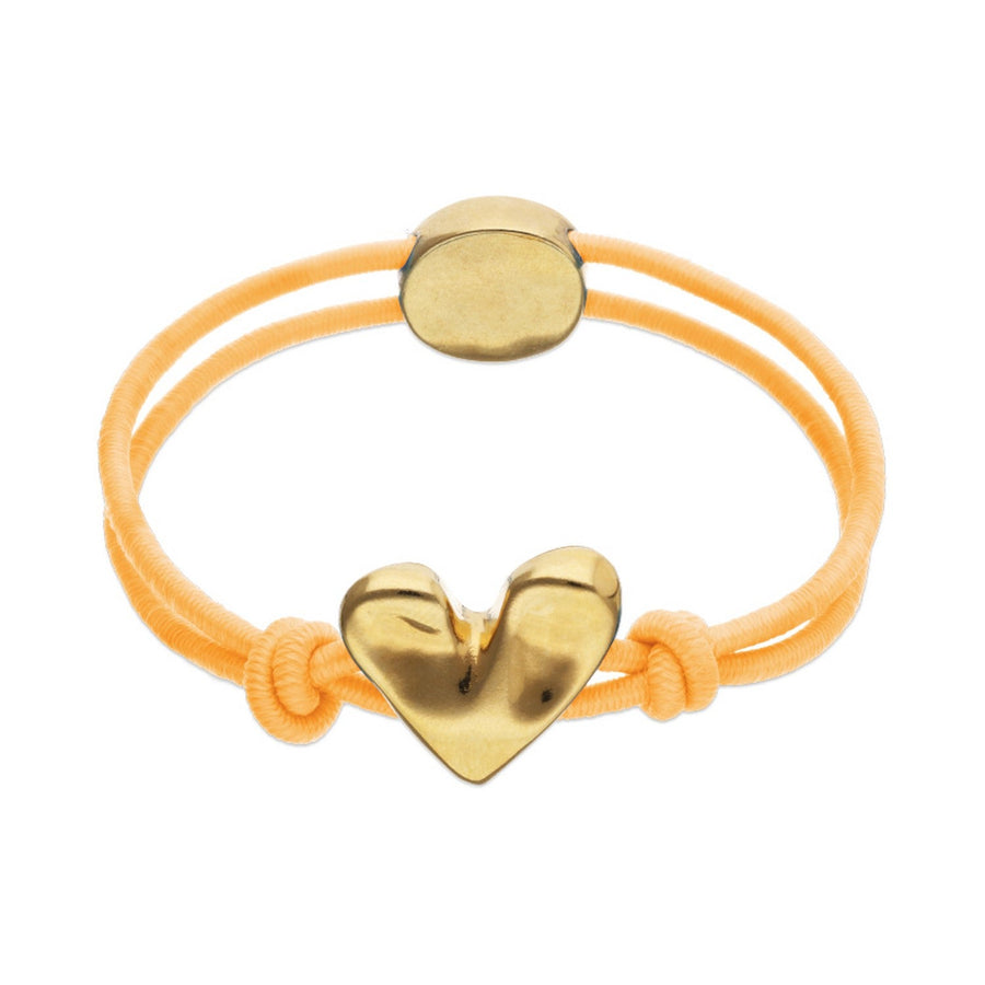 Orange Elastic Thread 18K Gold Plated Heart Bracelet PUL2641NRJORO