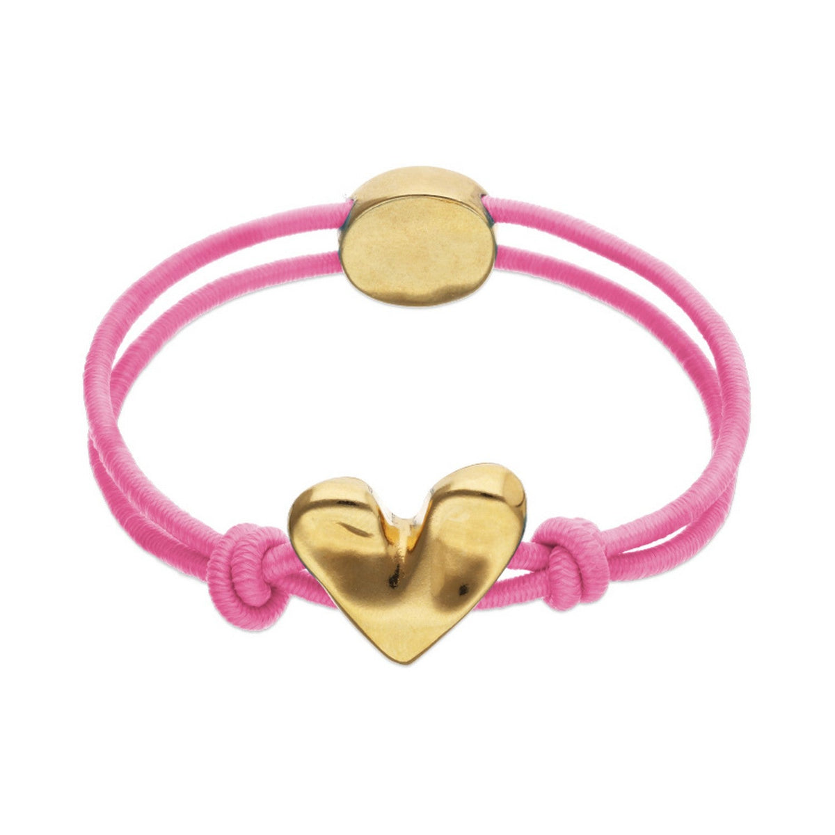Pink Elastic Thread 18K Gold Plated Heart Bracelets PUL2641RSAORO