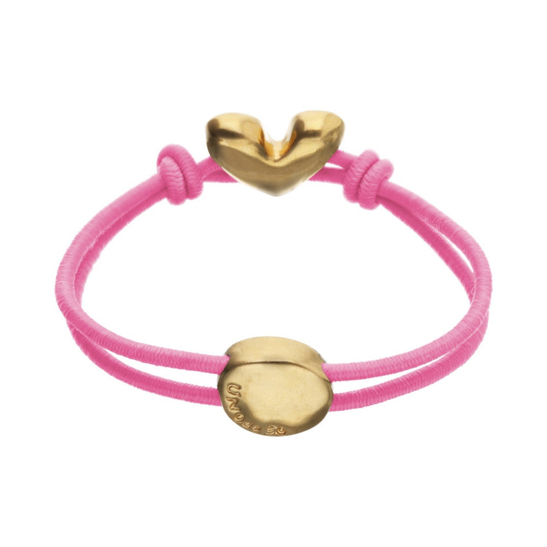 Pink Elastic Thread 18K Gold Plated Heart Bracelets PUL2641RSAORO