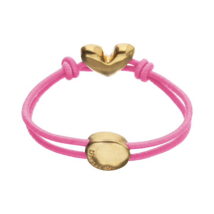 Pink Elastic Thread 18K Gold Plated Heart Bracelets PUL2641RSAORO