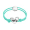 Blue Elastic Thread Sterling Silver Plated Heart Bracelets PUL2641TQSMTL