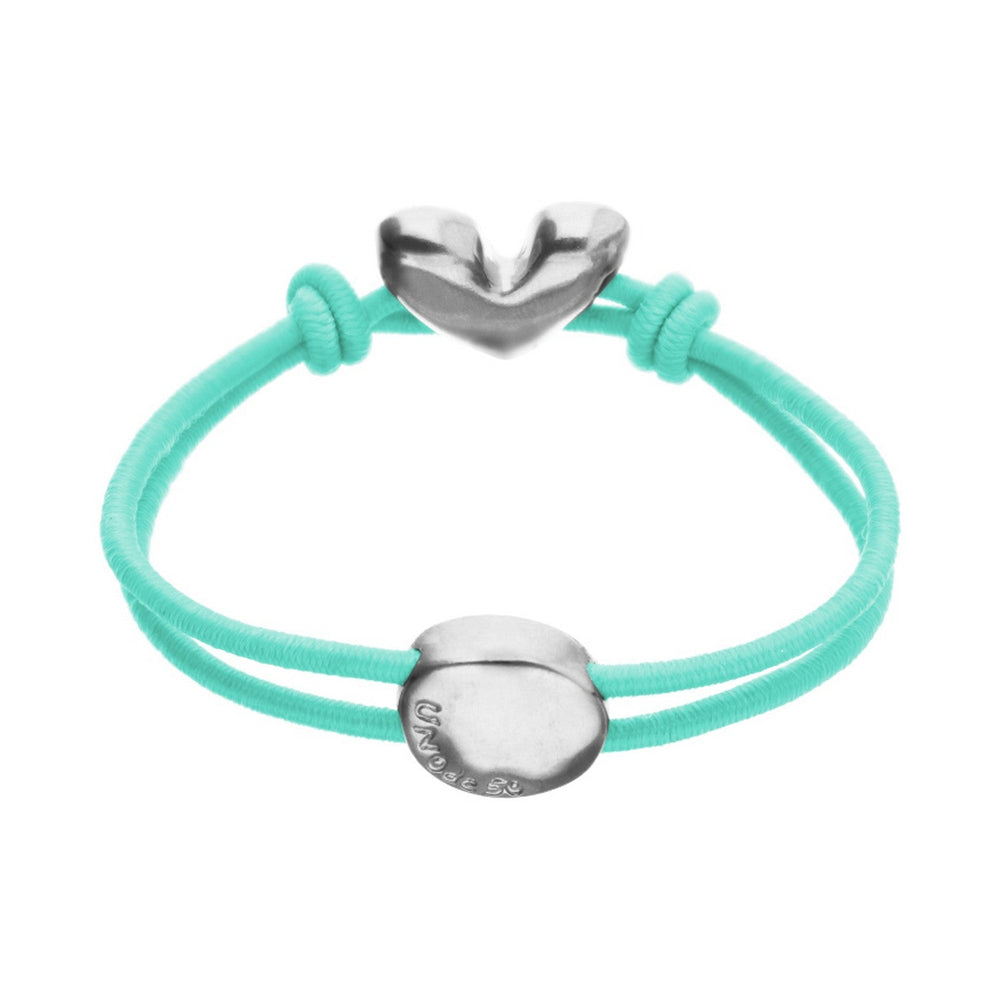 Blue Elastic Thread Sterling Silver Plated Heart Bracelet PUL2641TQSMTL