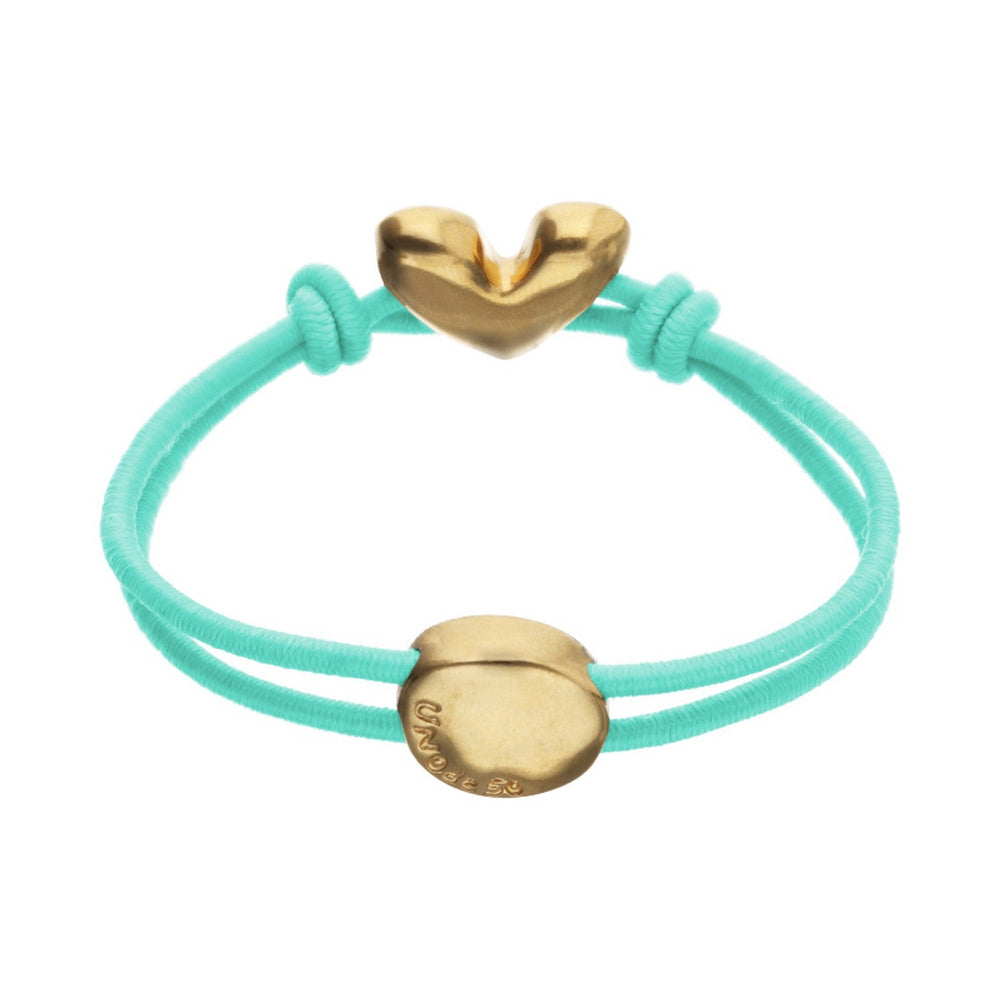 Blue Elastic Thread 18K Gold Plated Heart Bracelet PUL2641TQSORO