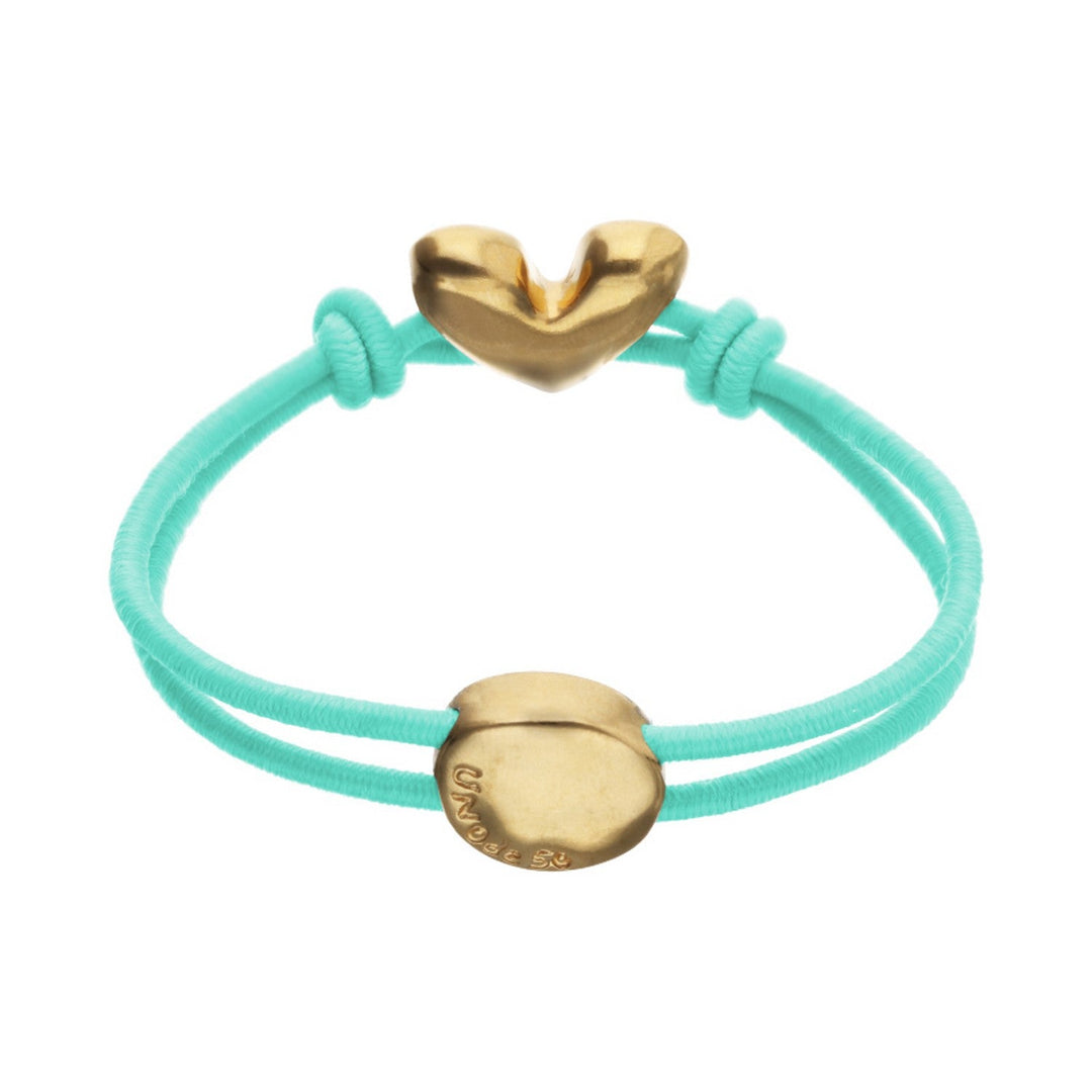 Blue Elastic Thread 18K Gold Plated Heart Bracelets PUL2641TQSORO