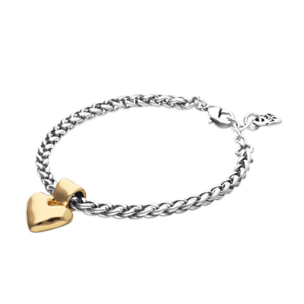 Heart Detail Plated In Sterling Silver & Gold 18K Bracelet PUL2642OROMTL