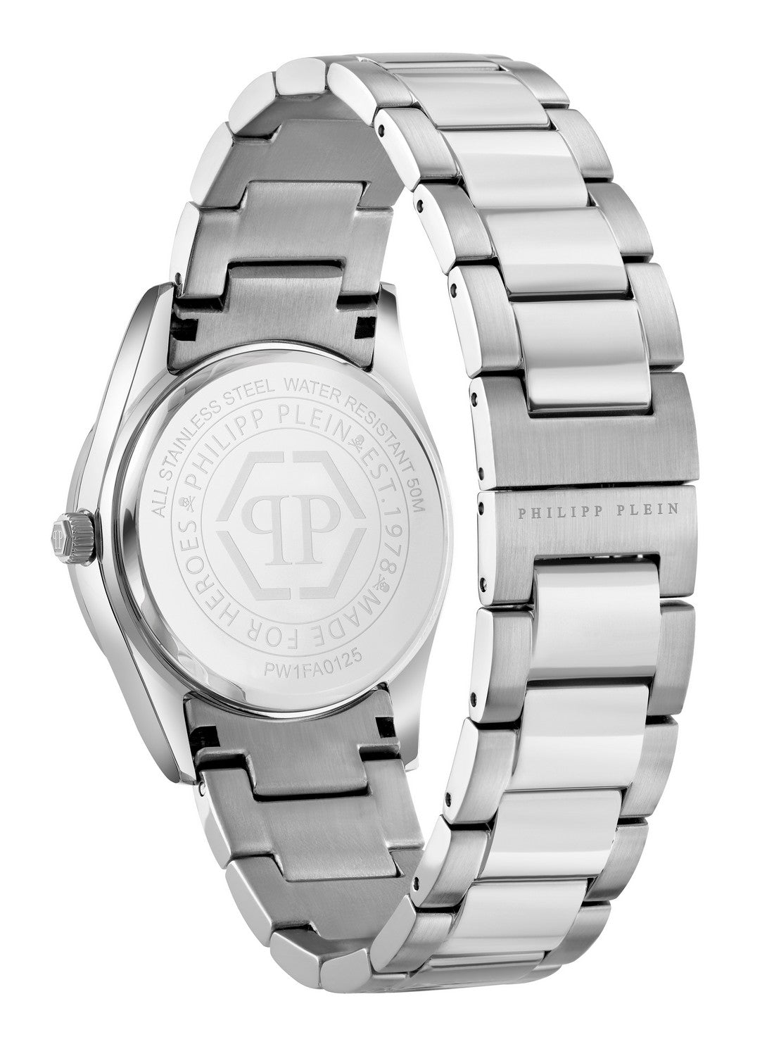 Philipp Plein Women’s Plein Icon Chain 36 mm Pink Guilloché Crystal Watch PW1FA0125