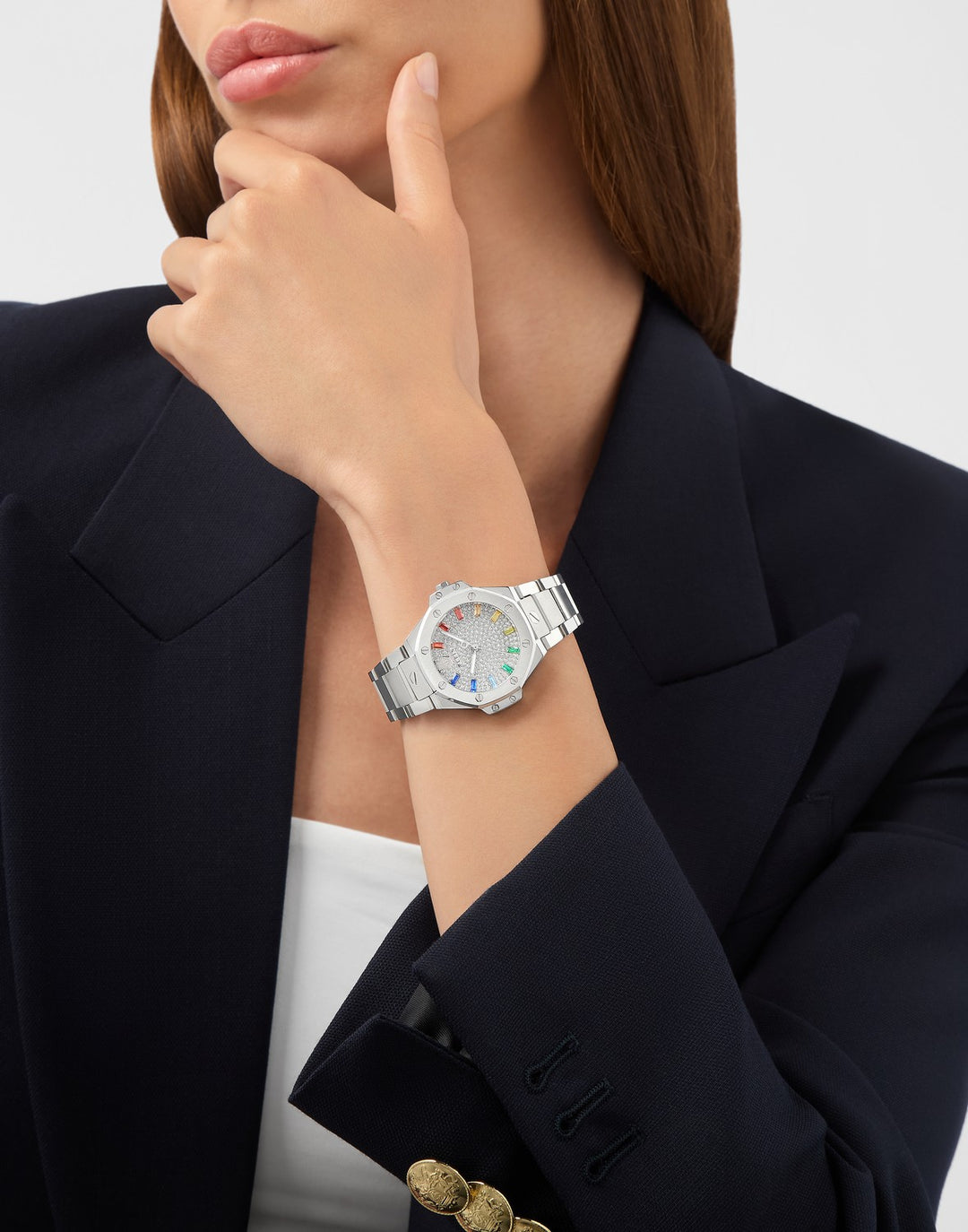 Philipp Plein Women’s Plein Royal Prestige 33 mm Silver Crystal Watch PW4FA0425