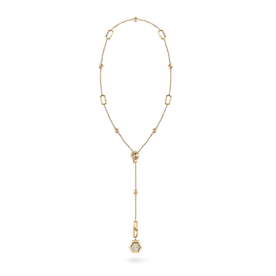 Philipp Plein Women’s $nake Hexagon 28 mm Champagne Dial Necklace Watch PW4GA0126