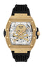 Philipp Plein Men’s The $keleton Frosted 44 mm Gold Automatic Silicone Watch PWJFA1025
