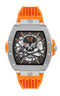Philipp Plein Men’s The $keleton Limited Edition 44 mm Grey Skeleton Dial Orange Strap Automatic PWJFA1225