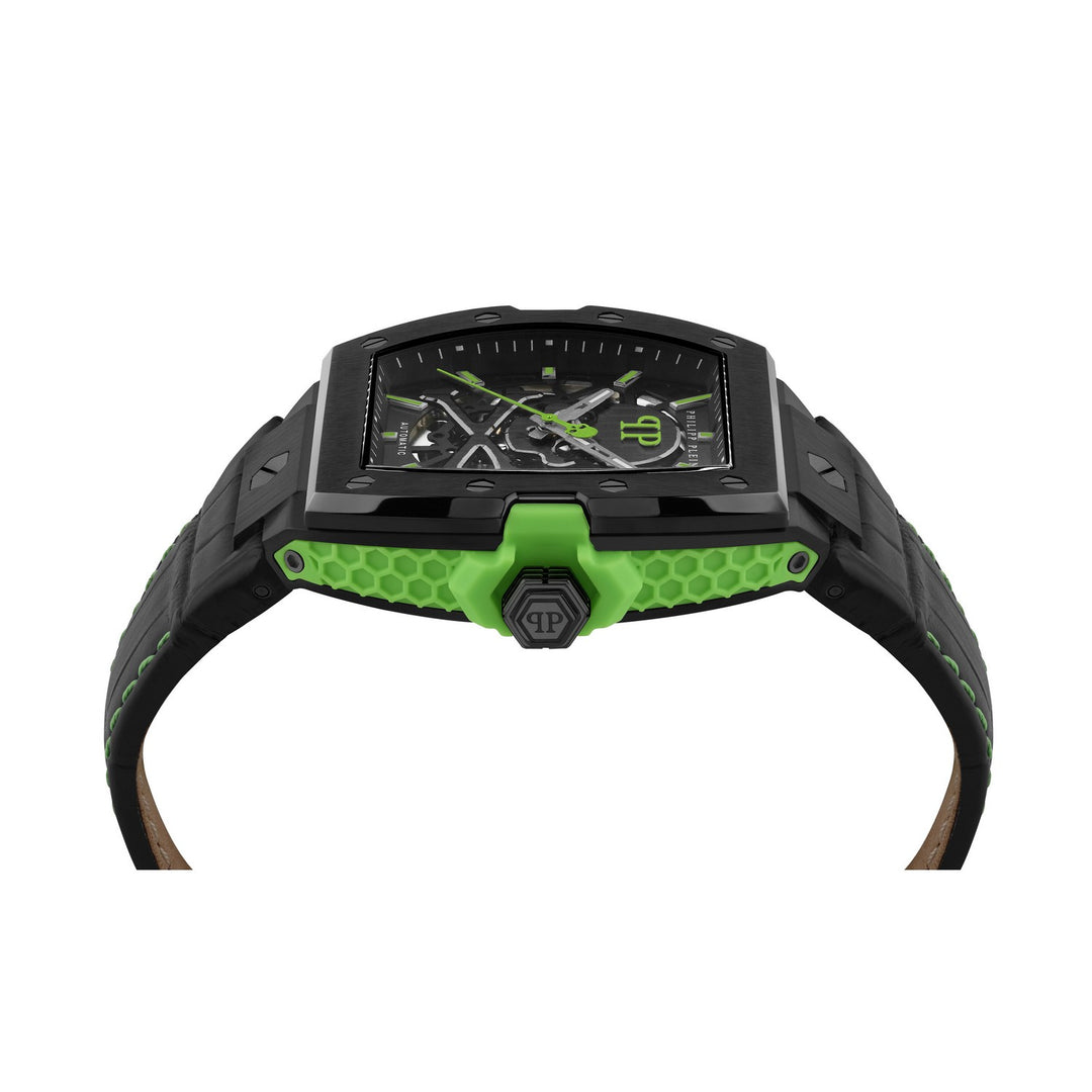 Philipp Plein Men’s The $keleton 2.0 44 mm Black Dial Leather Strap Watch PWJFA1426