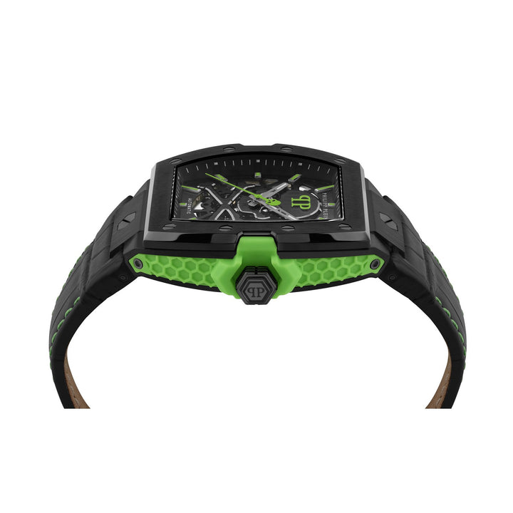 Philipp Plein Men’s The $keleton 2.0 44 mm Black Dial Leather Strap Watch PWJFA1426