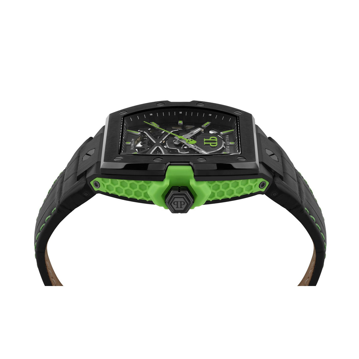 Philipp Plein Men’s The $keleton 2.0 44 mm Black Dial Leather Strap Watch PWJFA1426