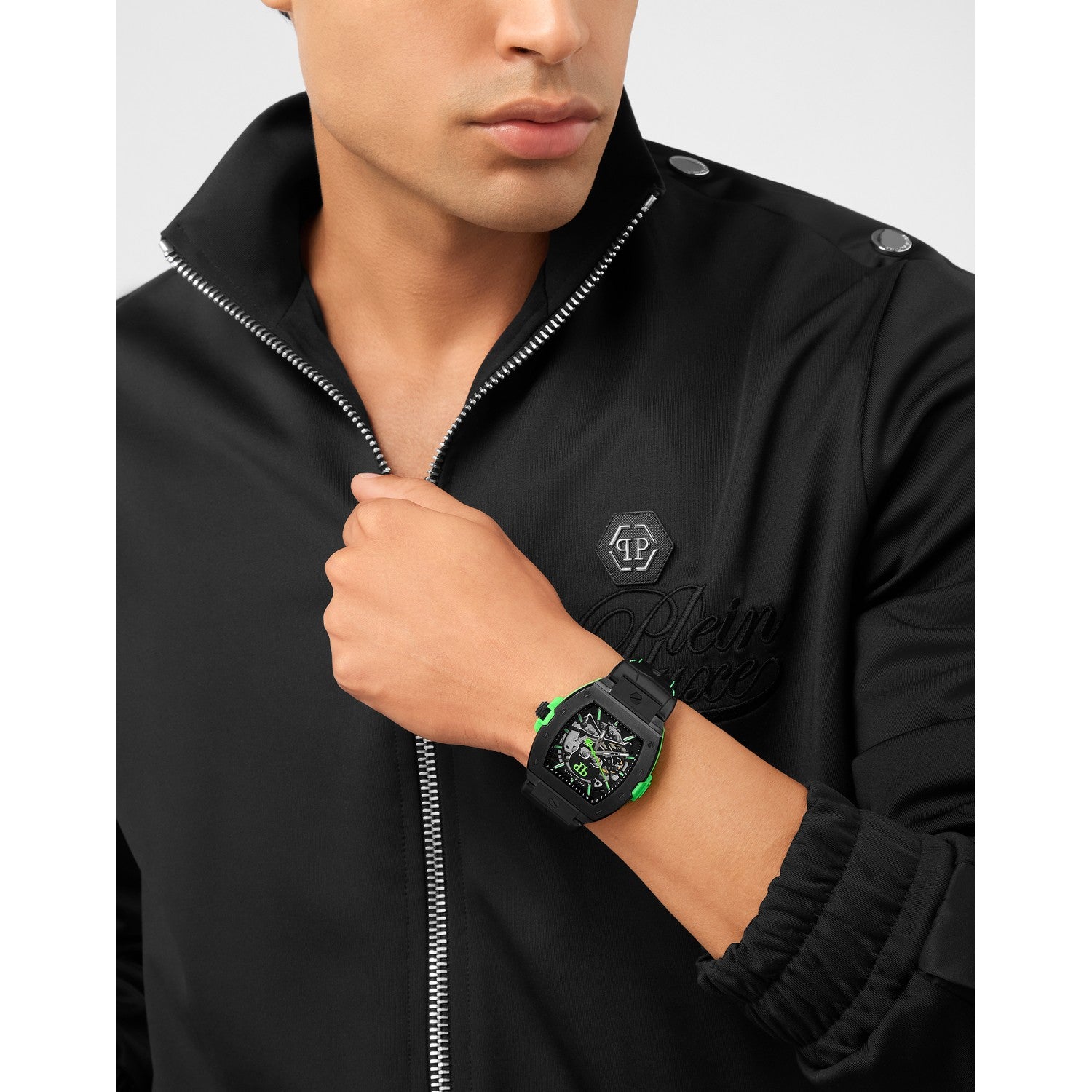 Philipp Plein Men’s The $keleton 2.0 44 mm Black Dial Leather Strap Watch PWJFA1426