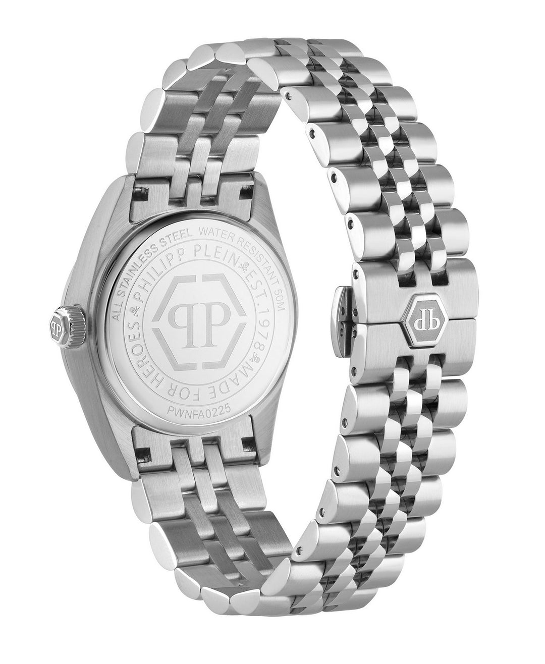 Philipp Plein Women’s Date Superlative 28 mm Blue Guilloché Crystal Date Watch PWNFA0225