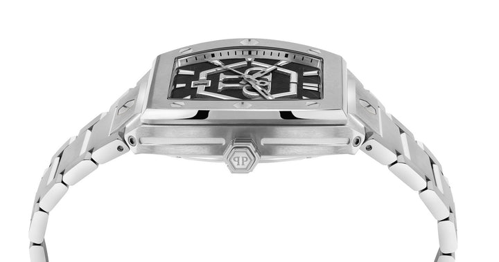Philipp Plein Men’s Hexagon Phantom 44 mm Black Guilloché Bracelet Watch PWPUA0725