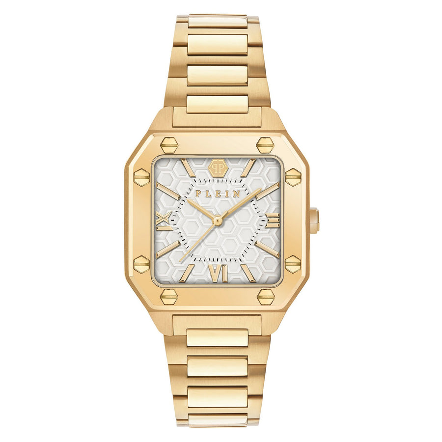 Philipp Plein Women’s Plein Edge 34 mm White and Silver Dial Bracelet Watch PWZGA0426