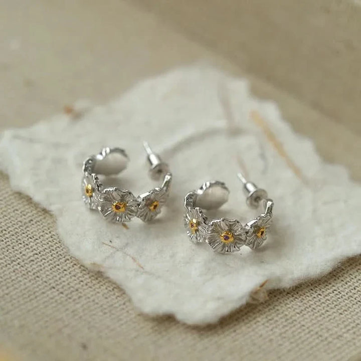 🌼 Daisy Blossom Sterling Silver Earrings