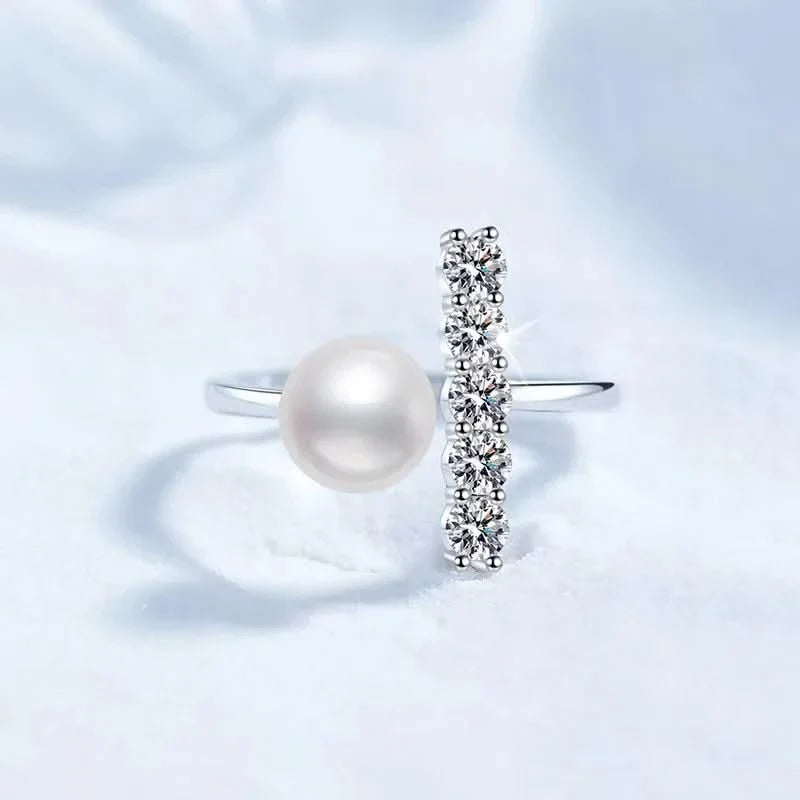 Pearl T Silver Adjustable Ring
