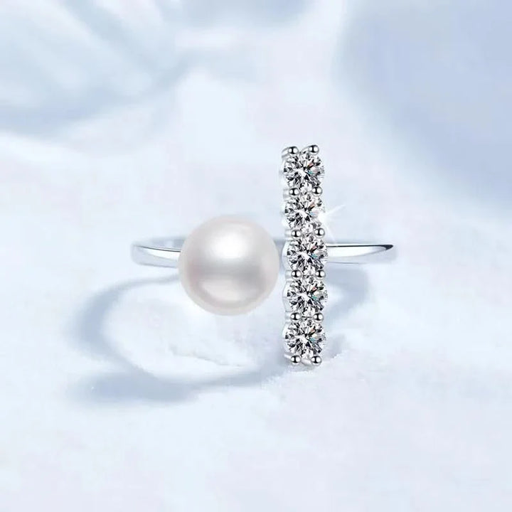 Pearl T Silver Adjustable Ring