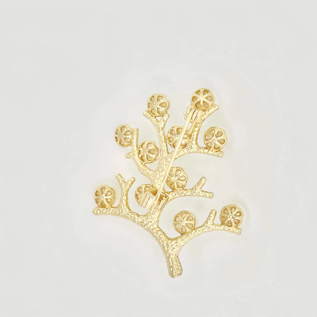 Gold Vermeil Tree Pearl Brooch