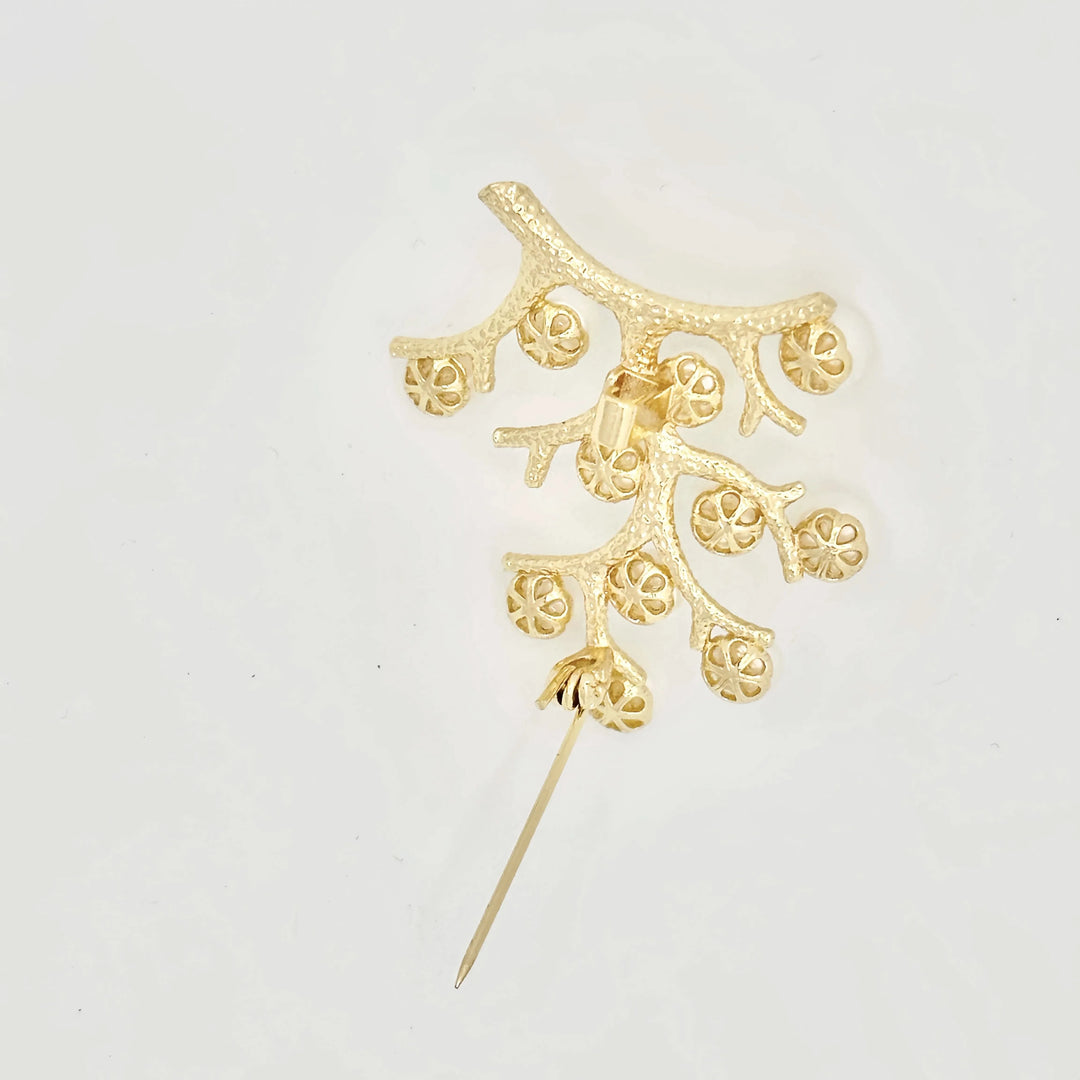 Gold Vermeil Tree Pearl Brooch
