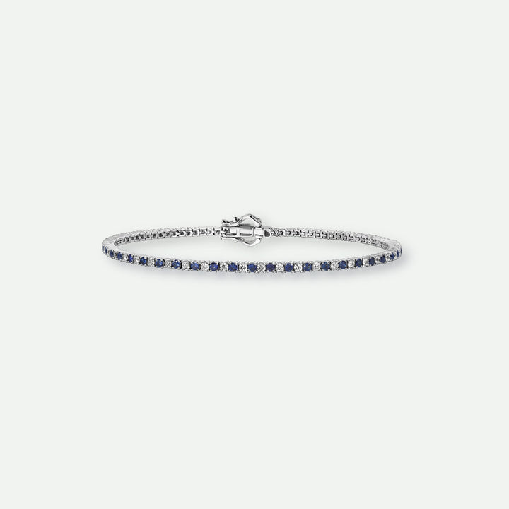 Penelope | 9ct White Gold Created Sapphire and Lab Grown Diamond Bracelet-0