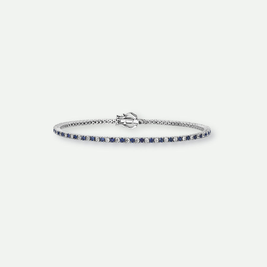 Penelope | 9ct White Gold Created Sapphire and Lab Grown Diamond Bracelet-0