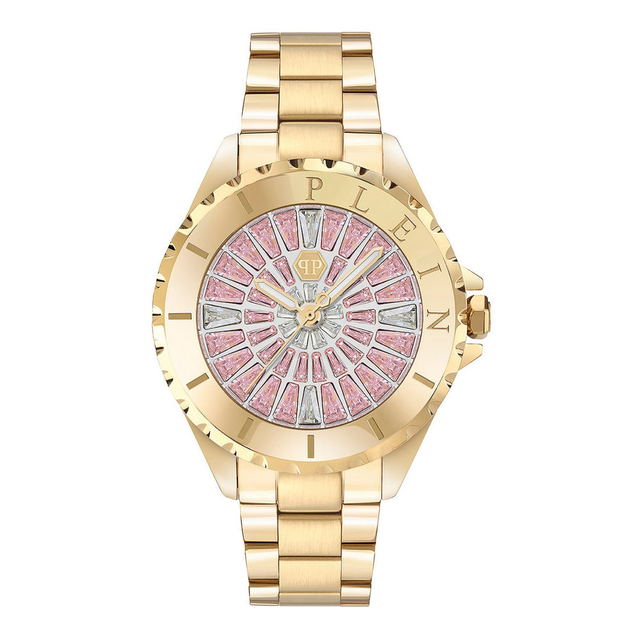 Philipp Plein Womens Heaven Pink Dial Gold-Tone Recycled Stainless Steel Watch PWEHA0226