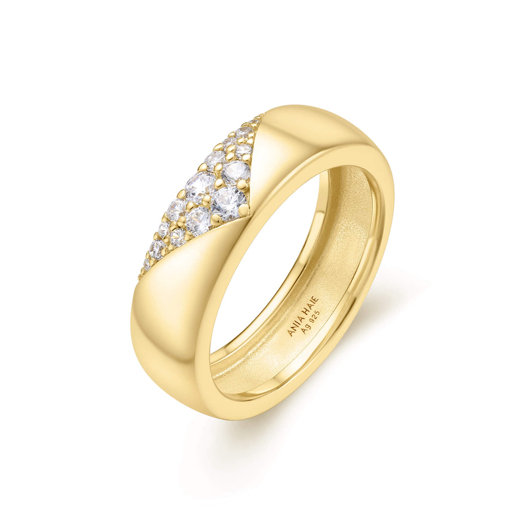 Gold Pavé Cubic Zirconia Bold Statement Ring R062-02G