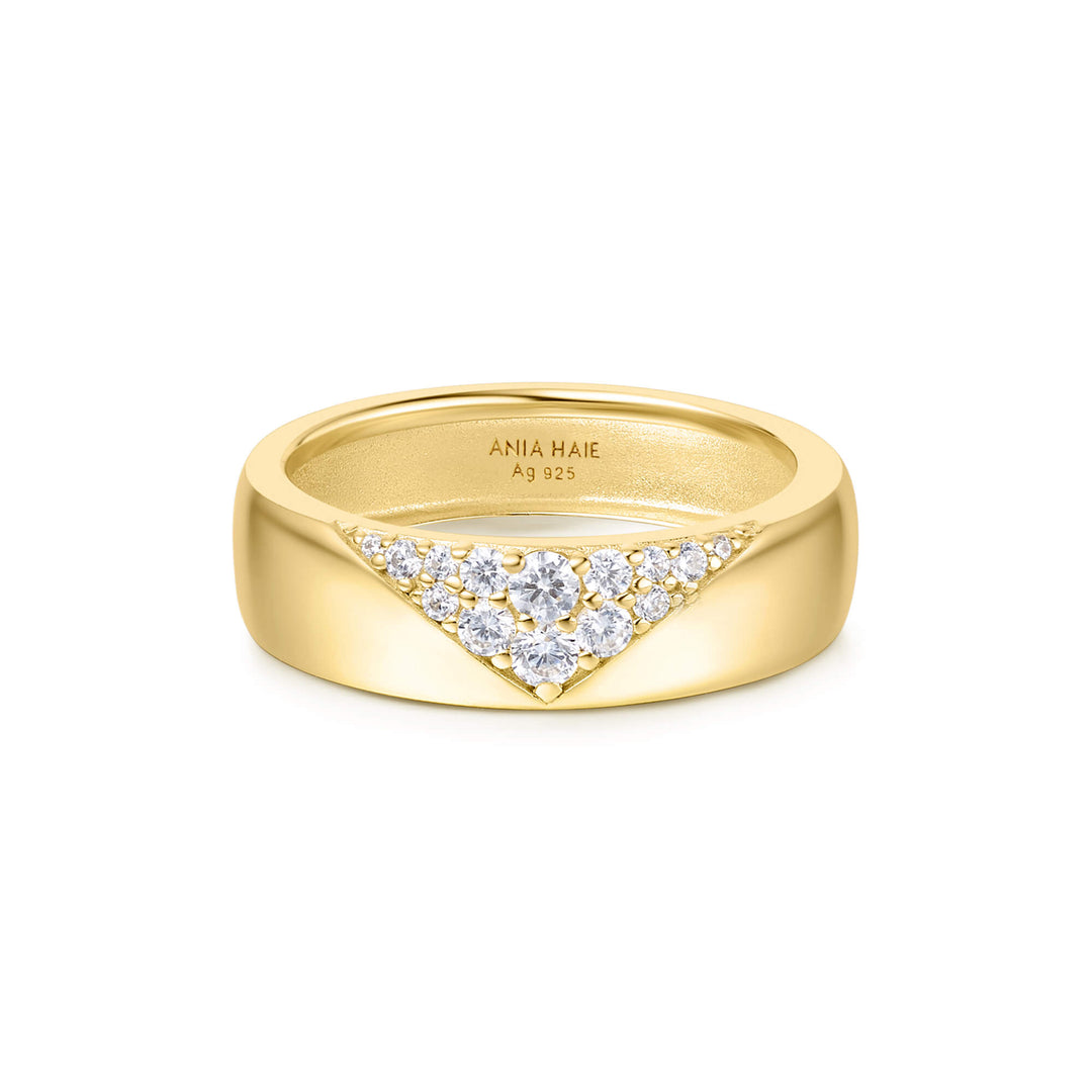 Gold Pavé Cubic Zirconia Bold Statement Ring R062-02G