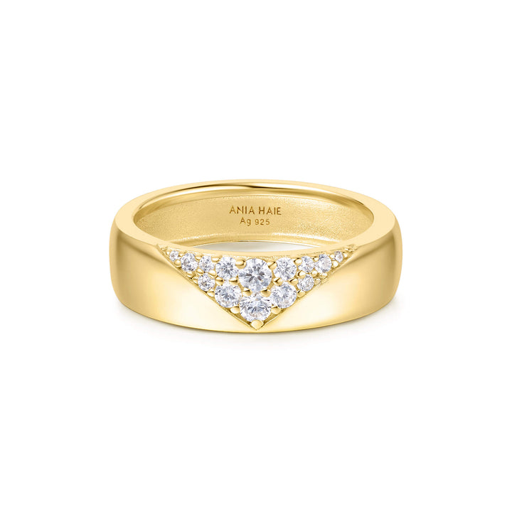 Gold Pavé Cubic Zirconia Bold Statement Ring R062-02G