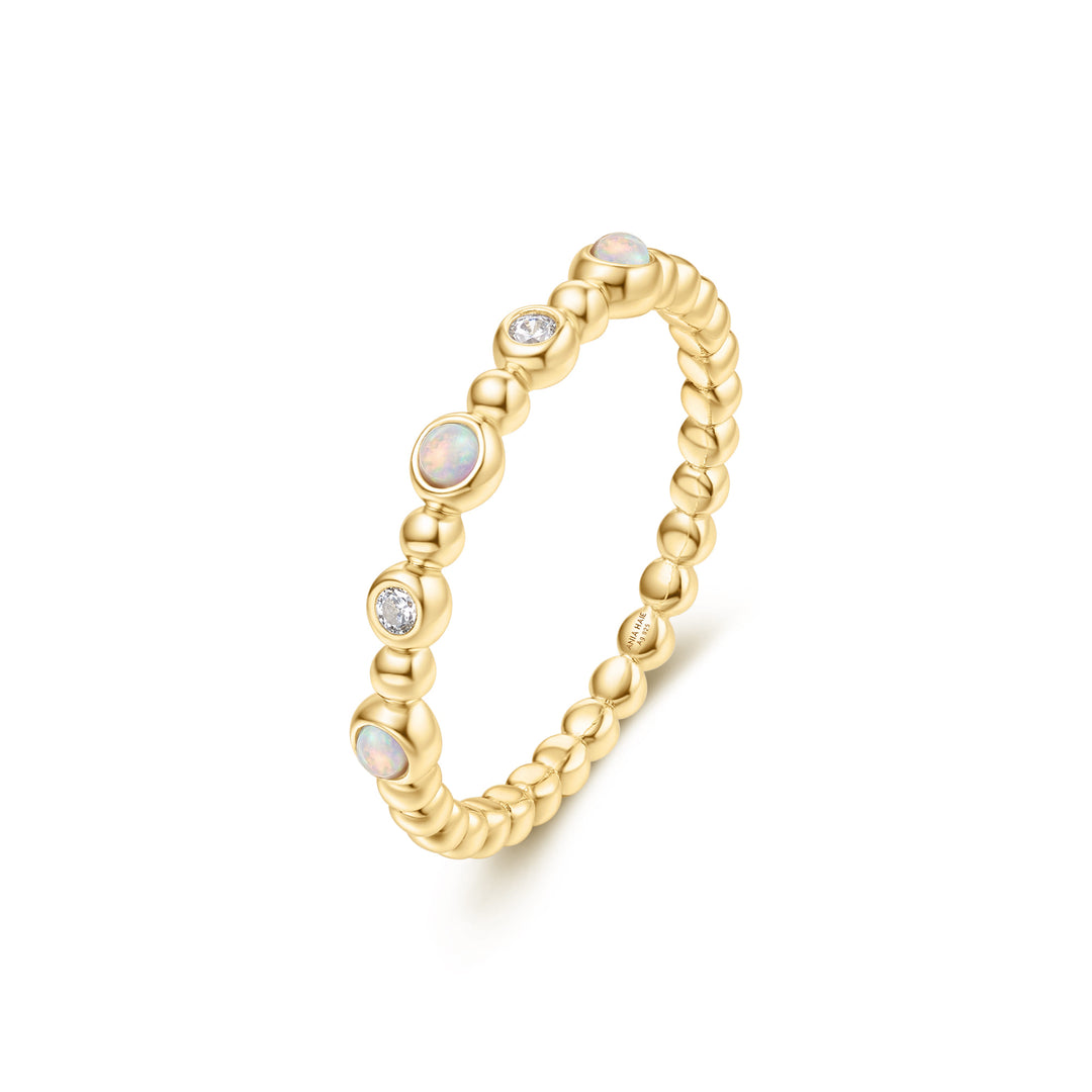 Gold Bezel Kyoto Opal Beaded Ring R064-05G