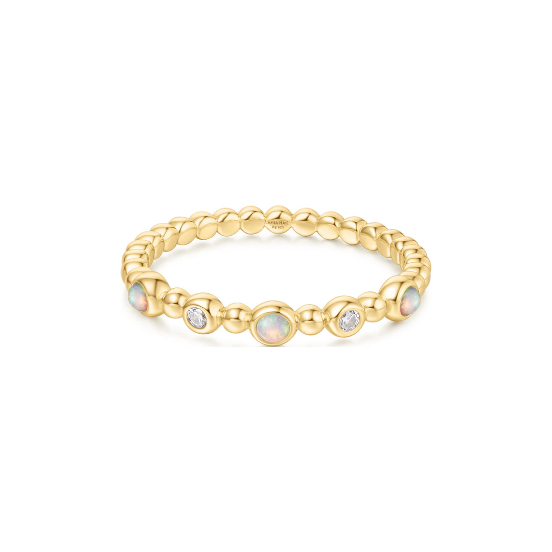 Gold Bezel Kyoto Opal Beaded Ring R064-05G