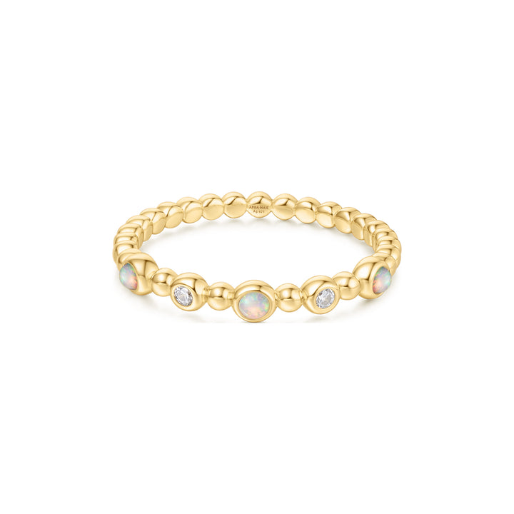 Gold Bezel Kyoto Opal Beaded Ring R064-05G