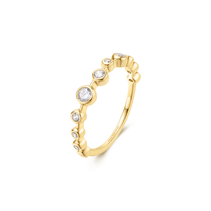 Gold Bezel Cubic Zirconia Zig-Zag Ring R065-01G