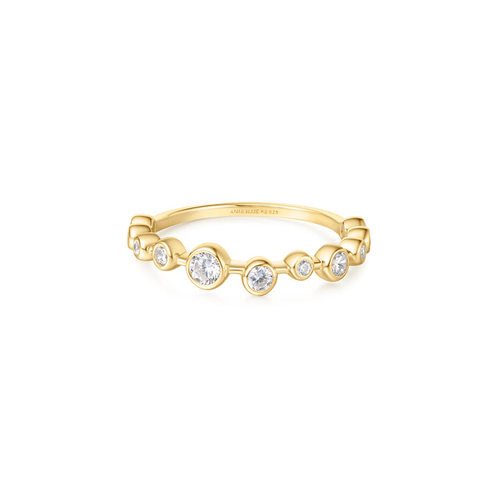 Gold Bezel Cubic Zirconia Zig-Zag Ring R065-01G