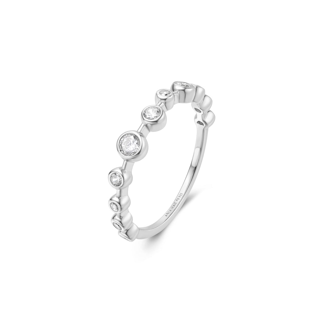 Silver Bezel Cubic Zirconia Zig-Zag Ring R065-01H