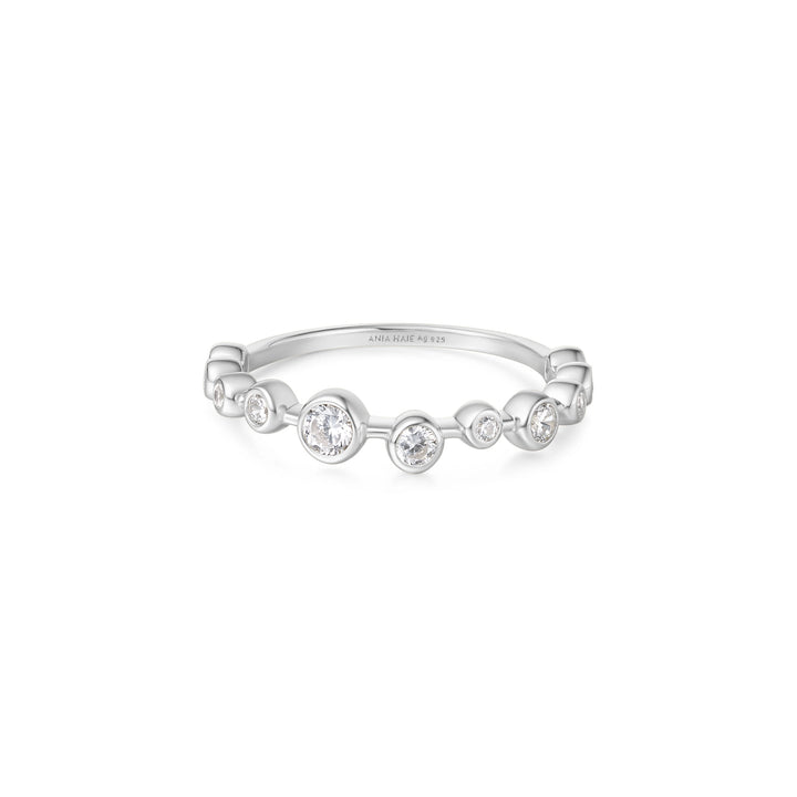 Silver Bezel Cubic Zirconia Zig-Zag Ring R065-01H