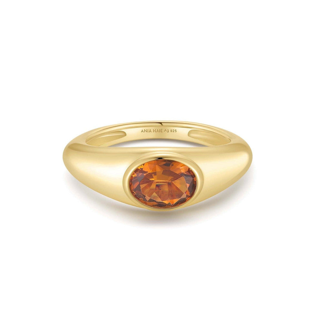 Gold Sculptural Gemstone Maillard Ring R066-02G