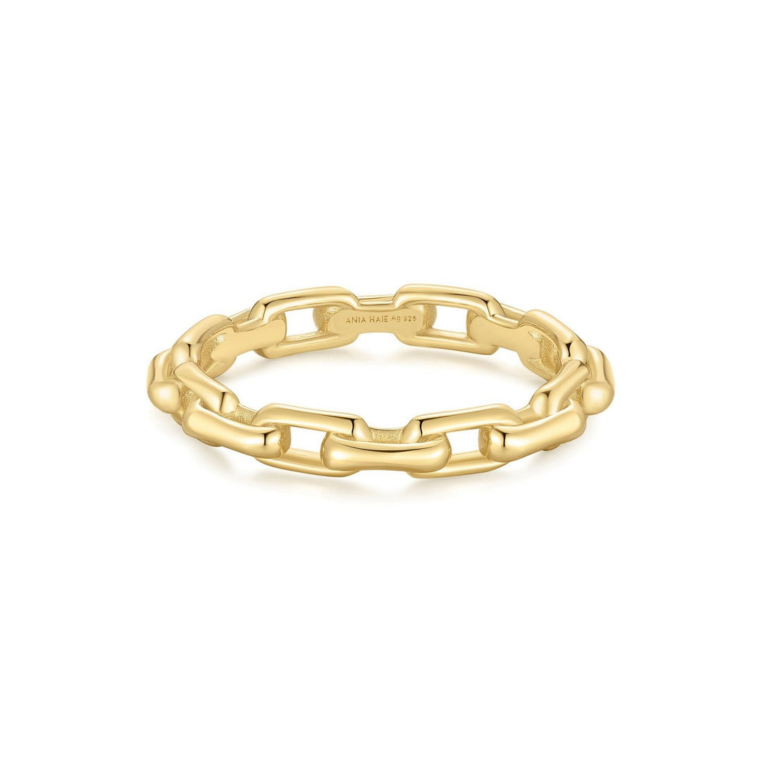 Gold Paper Clip Link Ring R067-01G