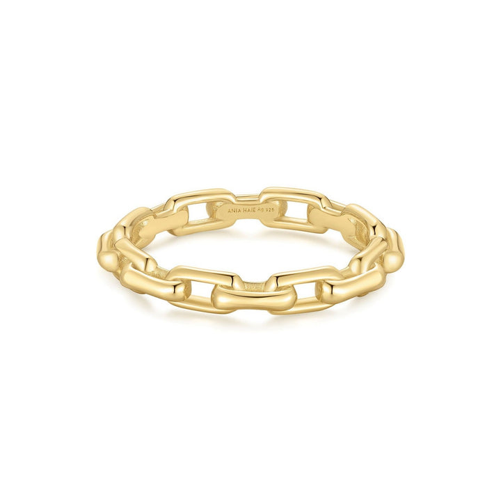 Gold Paper Clip Link Ring R067-01G