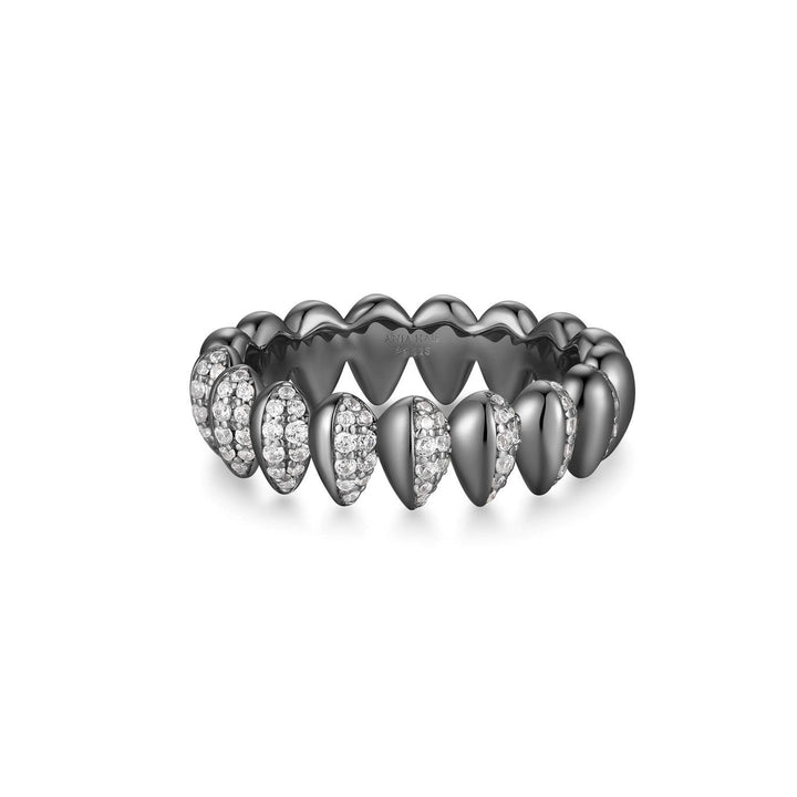 Black Sparkling Puffy Spike Ring R067-02B