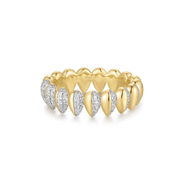 Two-Tone Sparkling Puffy Spike Ring R067-02T
