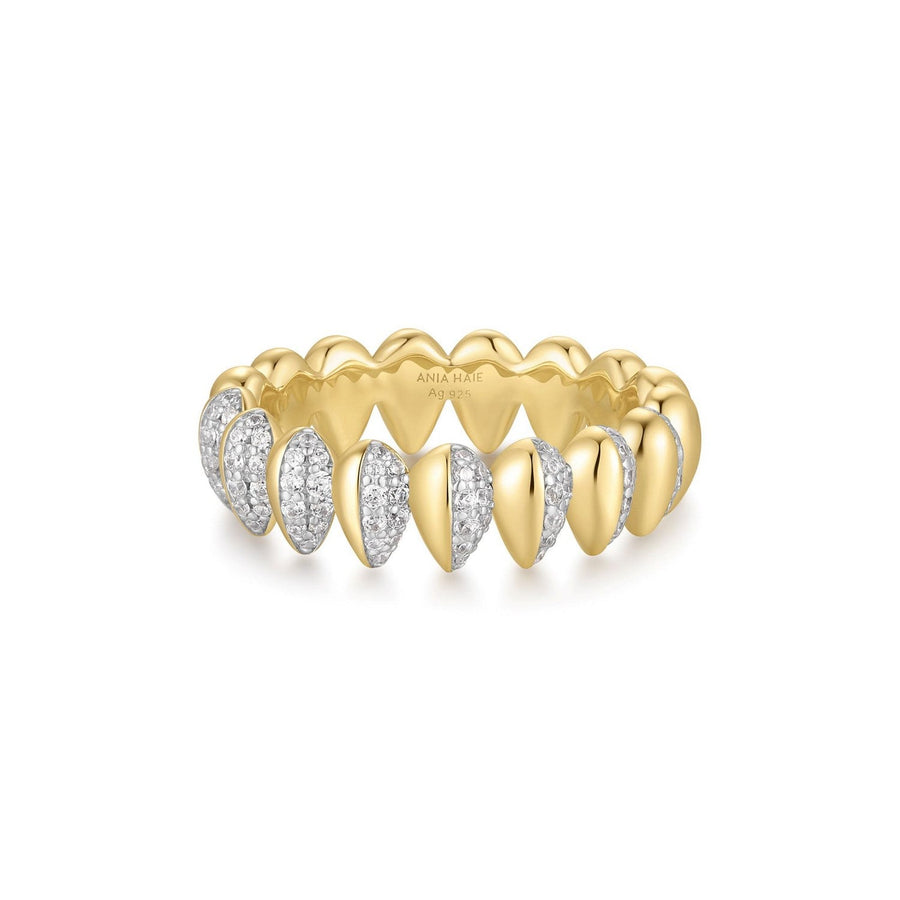 Two-Tone Sparkling Puffy Spike Ring R067-02T