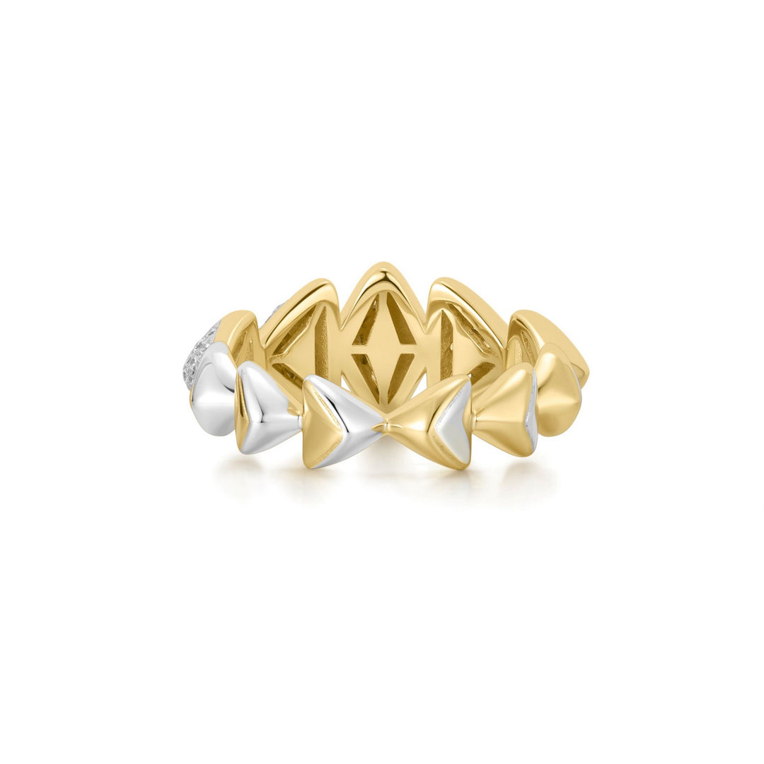 Gold and silver ring on a white background